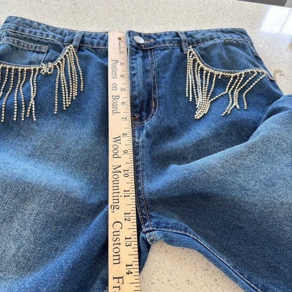 Blue B. Rhinestone Jeans Womens Large Bling Rodeo Western Equestrian Wide Leg - Picture 8 of 15